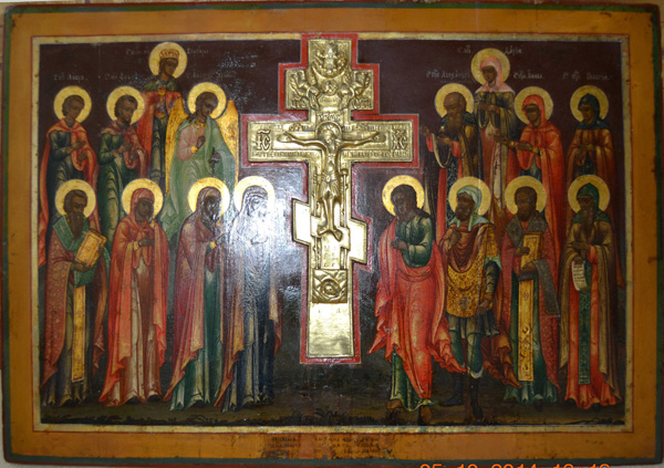 Коломенская икона «Распятие с избранными святыми», XIX век