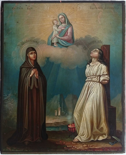 Коломенская икона «Преподобная Ангелина и мученица Гликерия», XIX век