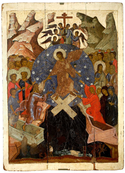 Коломенская икона «Воскресение - Сошествие во ад», XIV век, Третьяковская галерея